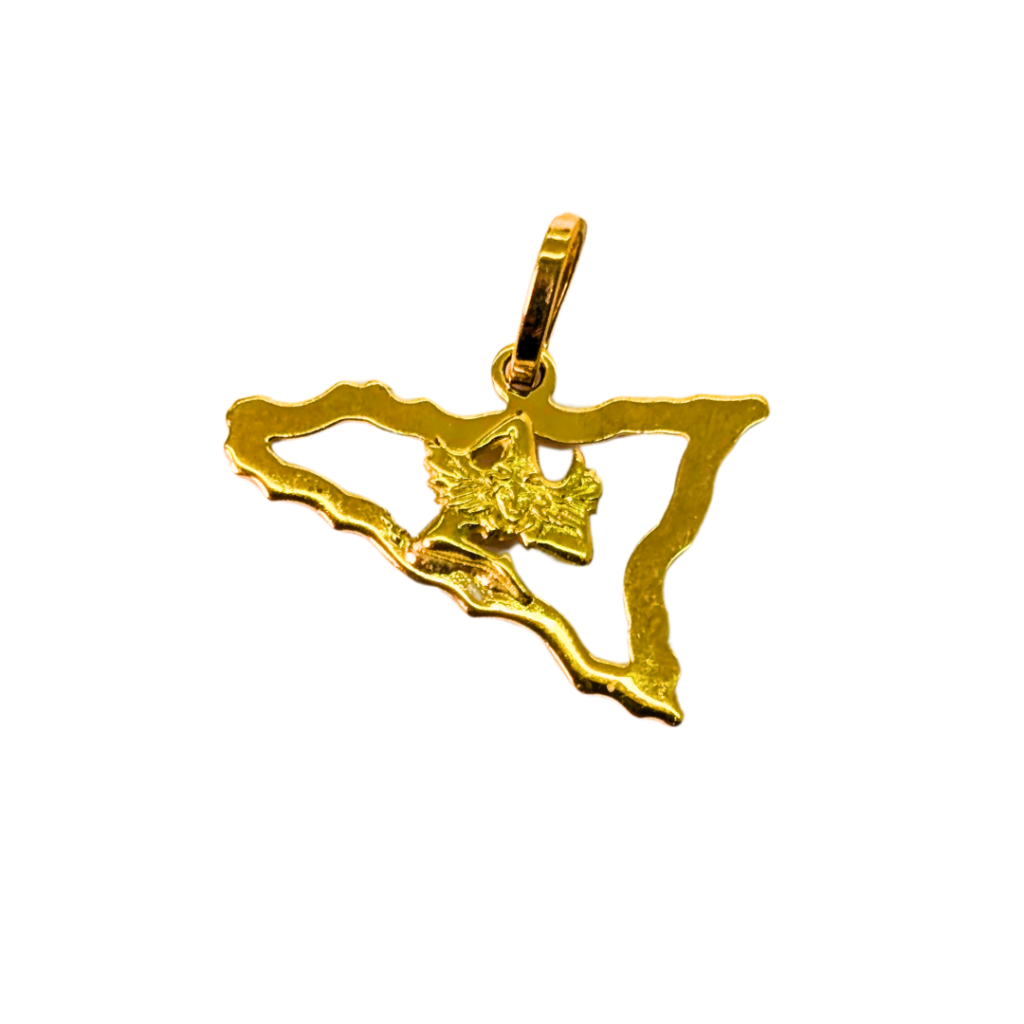 Ciondolo Sicilia con trinacria centrale in Oro Giallo 18kt - Eleganza e Tradizione Siciliana