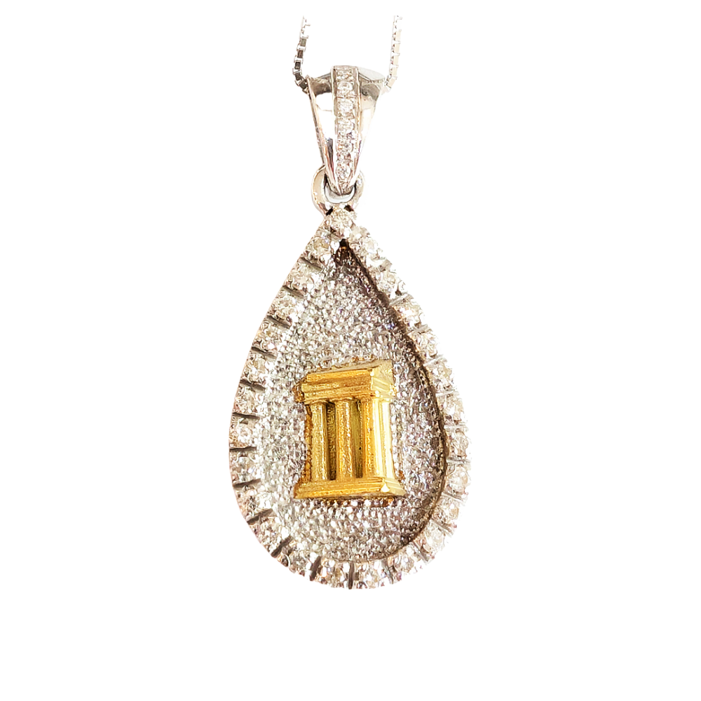 ciondolo tempio e diamanti