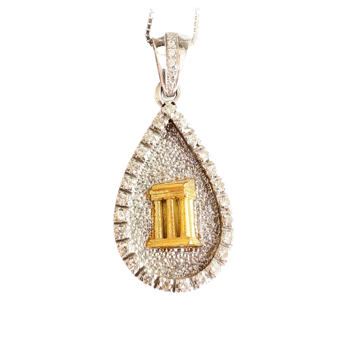 ciondolo tempio e diamanti