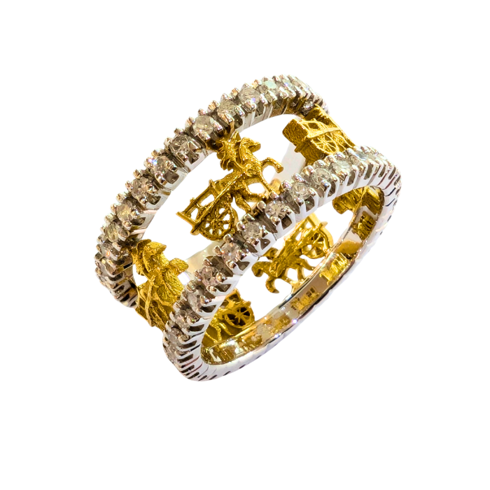 Anello oro e diamanti con Carretto Siciliano